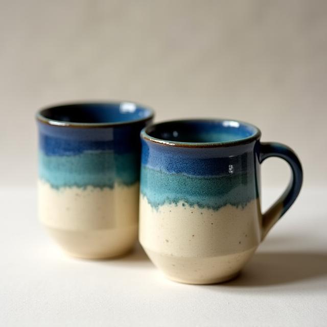 Set di tazzine da caffè con motivi di onde marine